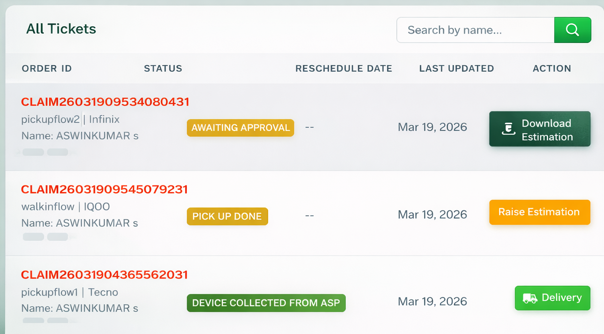 GSP repair tracking