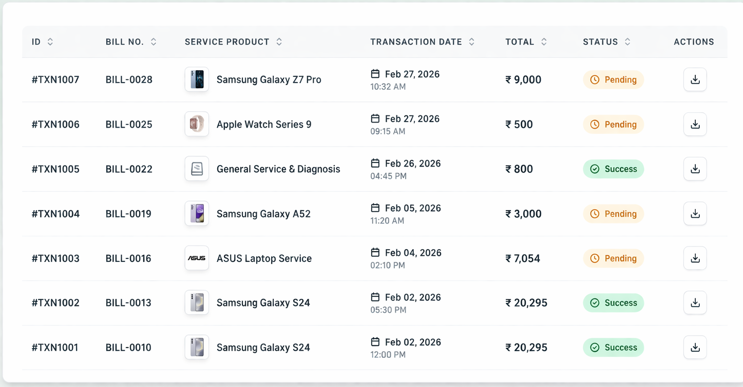 ASP invoice and report dashboard